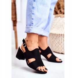 BUGO Sandálias femininas no salto Openwork Black Valery preto 2