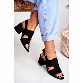 BUGO Sandálias femininas no salto Openwork Black Valery preto 1