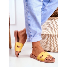 BUGO Chinelos femininos amarelo geométrico clássico Theodora 2