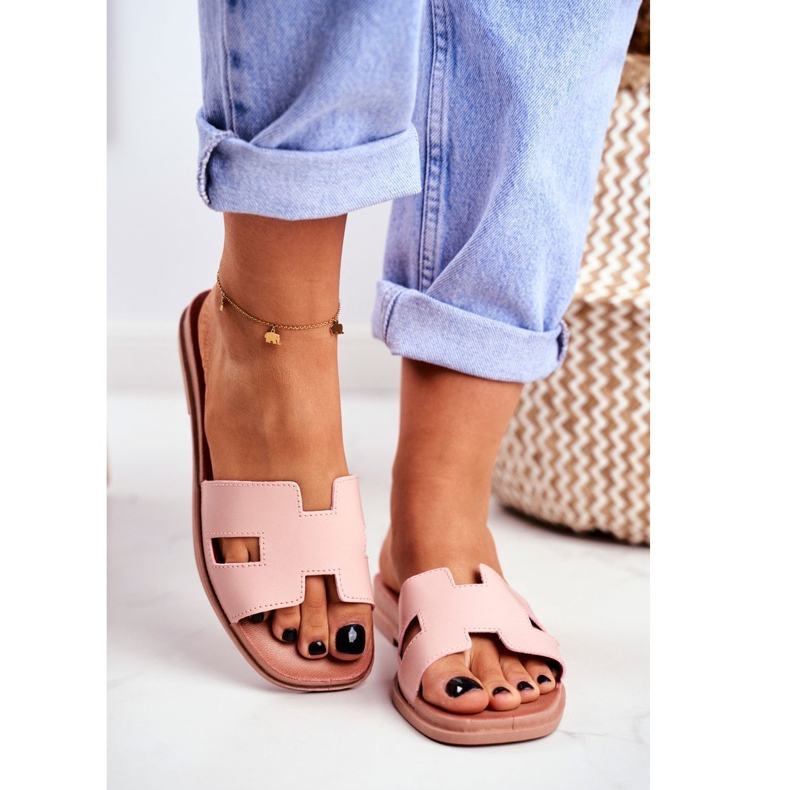 BUGO Chinelos femininos rosa geométrica clássica Theodora 1