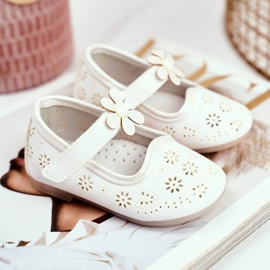 Apawwa Bailarinas infantis em Velcro Kwiatuszek White Flored branco 1