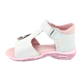 Sandálias brilhantes com Velcro Ren But 1406 branco azul cinza rosa 1