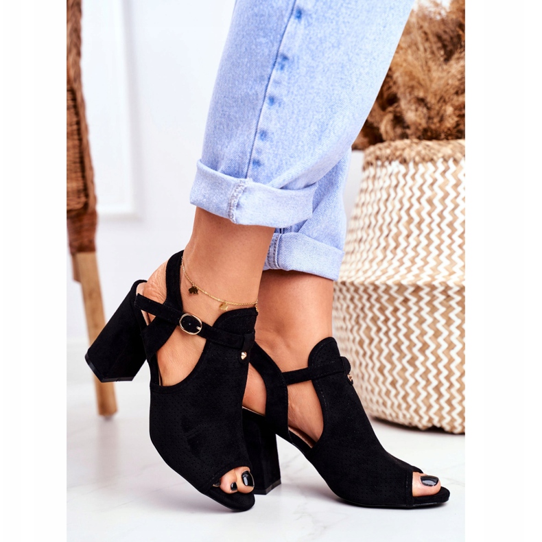 BUGO Sandálias femininas de salto aberto Black Kira preto 2