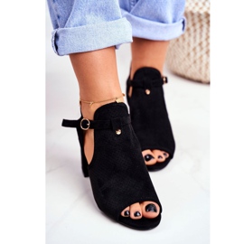 BUGO Sandálias femininas de salto aberto Black Kira preto 1