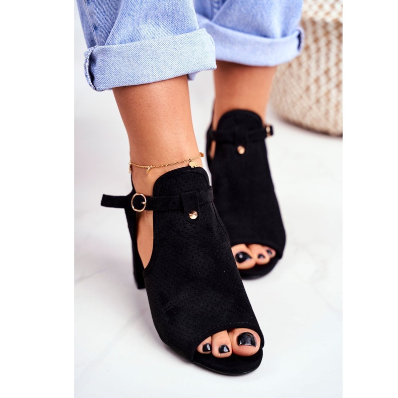 BUGO Sandálias femininas de salto aberto Black Kira preto 1