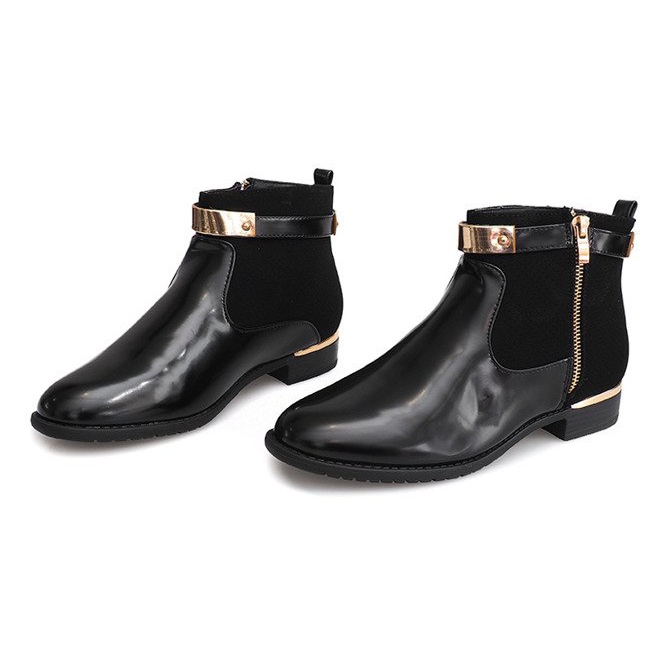 Botas Elegantes Com Zíper CM32A Preto 1
