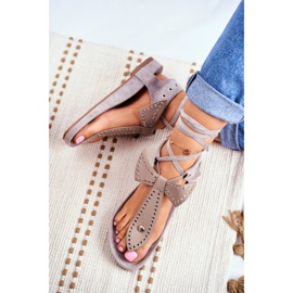 Lu Boo feminino sandálias de amarrar cinza japonesas Mara 3