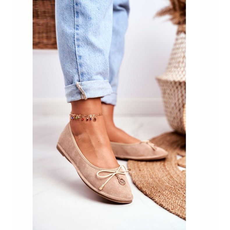 Bailarinas Lu Boo Camurça Beige Layla Feminino bege 1