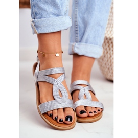 BUGO Sandálias prateadas lisas femininas Rachel cinza 2