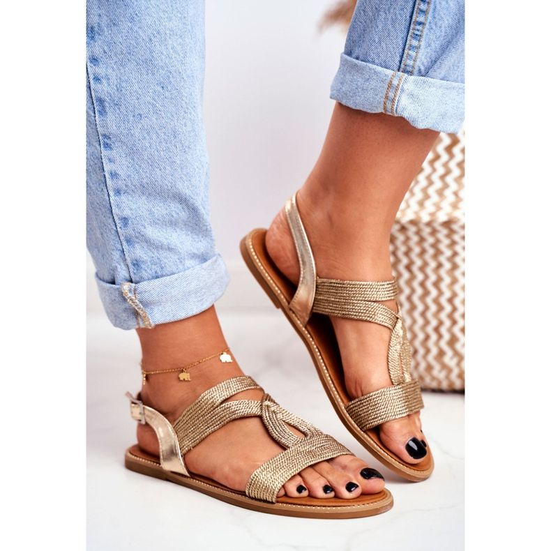 BUGO Sandálias planas femininas ouro Rachel dourado 2