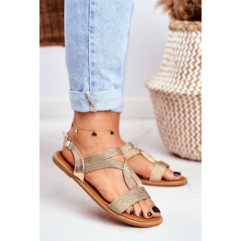 BUGO Sandálias planas femininas ouro Rachel dourado 1