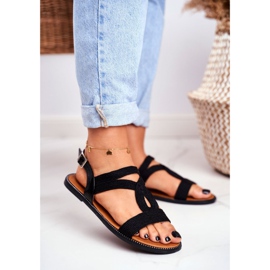 BUGO Sandálias femininas rasas pretas Rachel preto 1