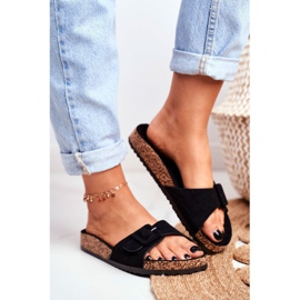 BUGO Chinelos femininos com ajuste de fivela preto rosalina 1 BUGO Chinelos femininos com ajuste de fivela preto rosalina 1