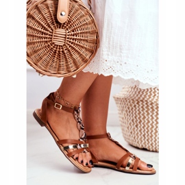 Sandálias femininas elegantes marrom pele de cobra Brooke 2