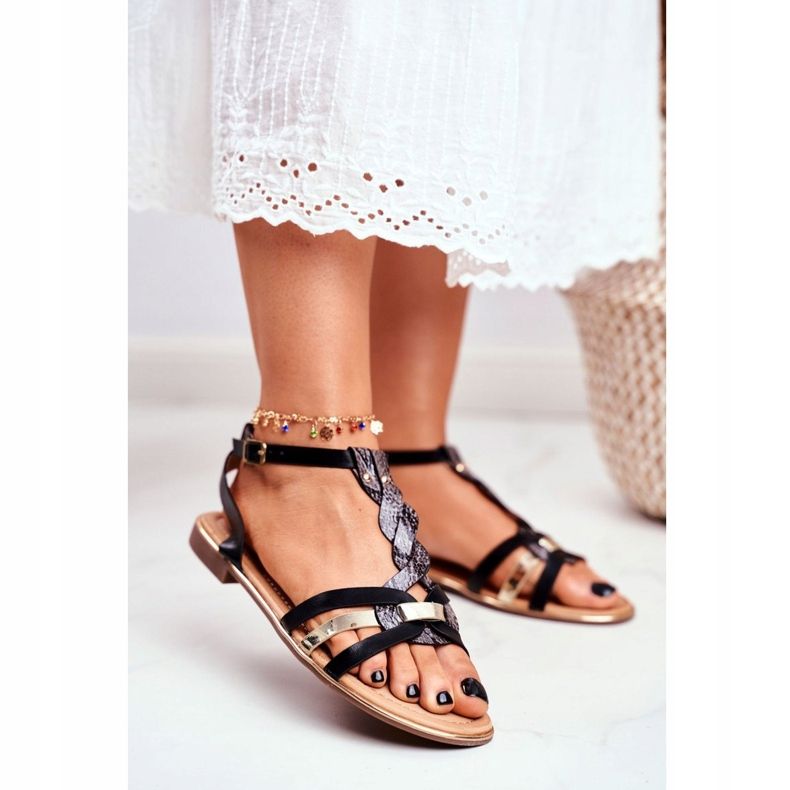 PS1 Sandálias femininas elegantes Black Snake Brooke preto 1