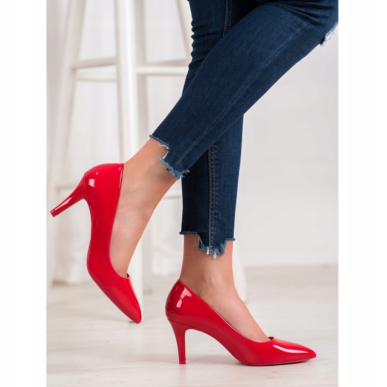 Gogo Bombas com couro ecológico vermelho 1