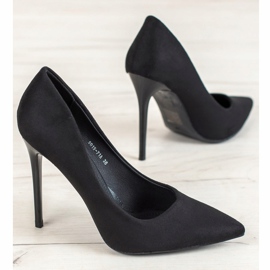 Small Swan Salto de camurça preta preto 1