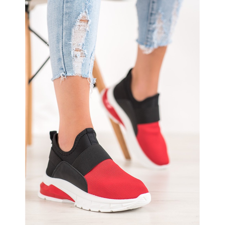 SHELOVET Tênis esportivos preto vermelho 2