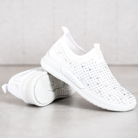 SHELOVET Sapatos Brancos Com Cristais 2