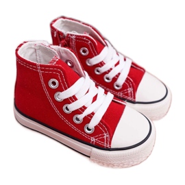 FRROCK Tênis alto clássico infantil com filemon vermelho com zíper branco 1