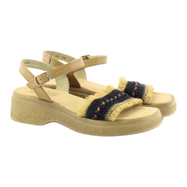 Eldam Sandálias femininas na plataforma castanho preto 4