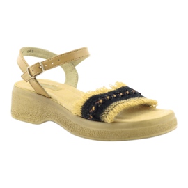 Eldam Sandálias femininas na plataforma marrom preto 1