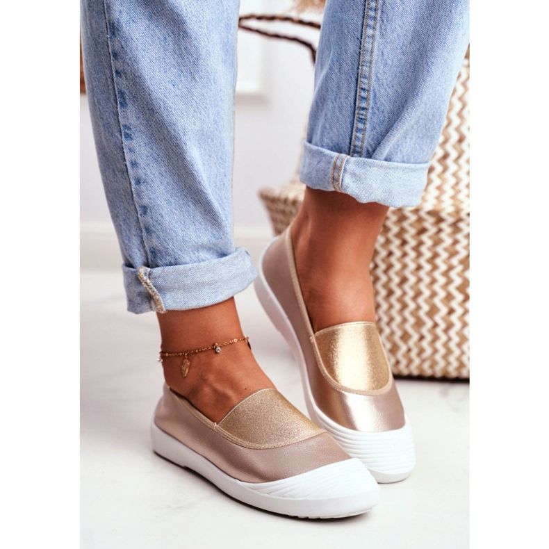 LU BOO Tênis Slip On Slip-on Gold Tênis Justy dourado 2