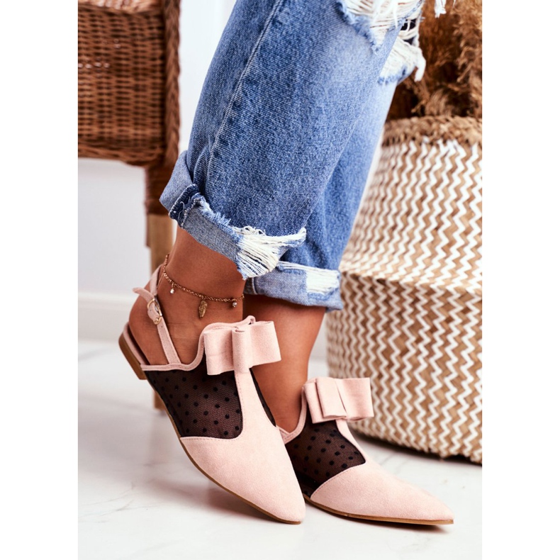 Lu Boo feminino bailarina Bows Mule Pink Domino rosa 2