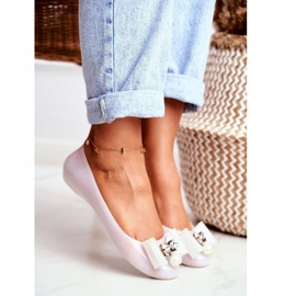 LU BOO Bailarinas de borracha brancas Meliski arcos pérola Millie branco 1