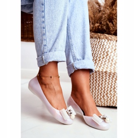 LU BOO Bailarinas de borracha brancas Meliski arcos pérola Millie branco 2