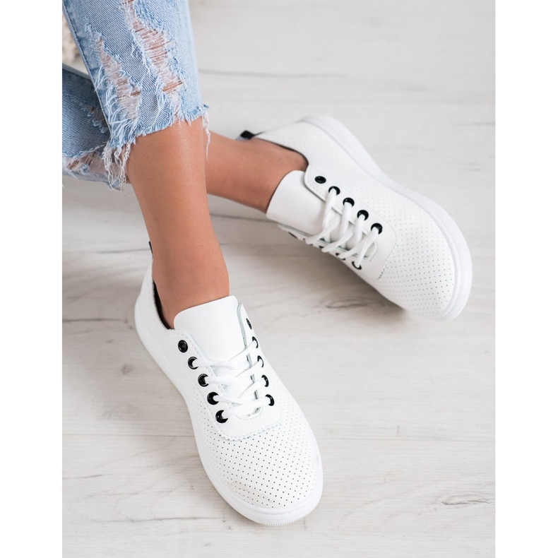 SHELOVET Tênis a céu aberto com couro ecológico branco 1