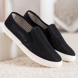 SHELOVET Tênis Slip-on Com Glitter preto 2