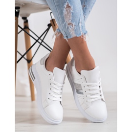 SHELOVET Tênis com inserções de camurça branco 2