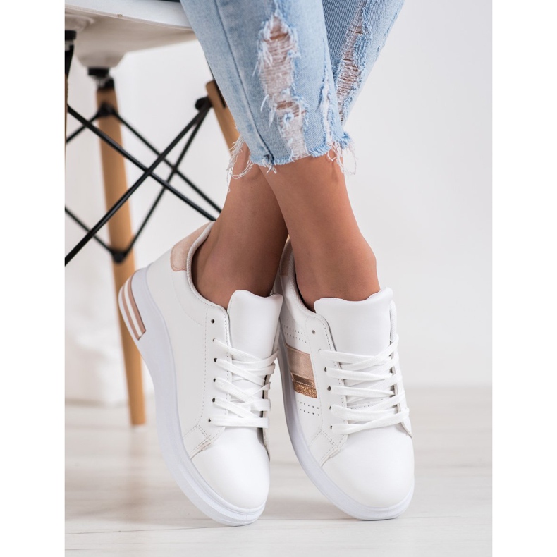 SHELOVET Tênis com inserções de camurça branco 2