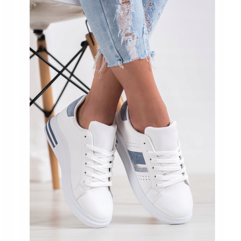 SHELOVET Tênis com inserções de camurça branco 2