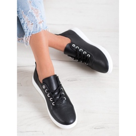 SHELOVET Tênis a céu aberto com couro ecológico preto 1