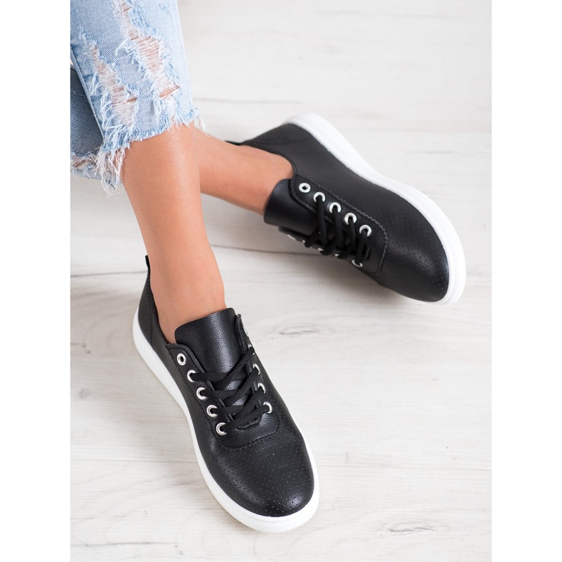 SHELOVET Tênis a céu aberto com couro ecológico preto 1