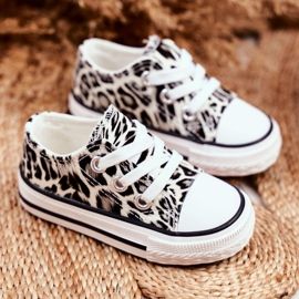 FRROCK Tênis infantil White Shiny Leopard Berni castanho castanho 1