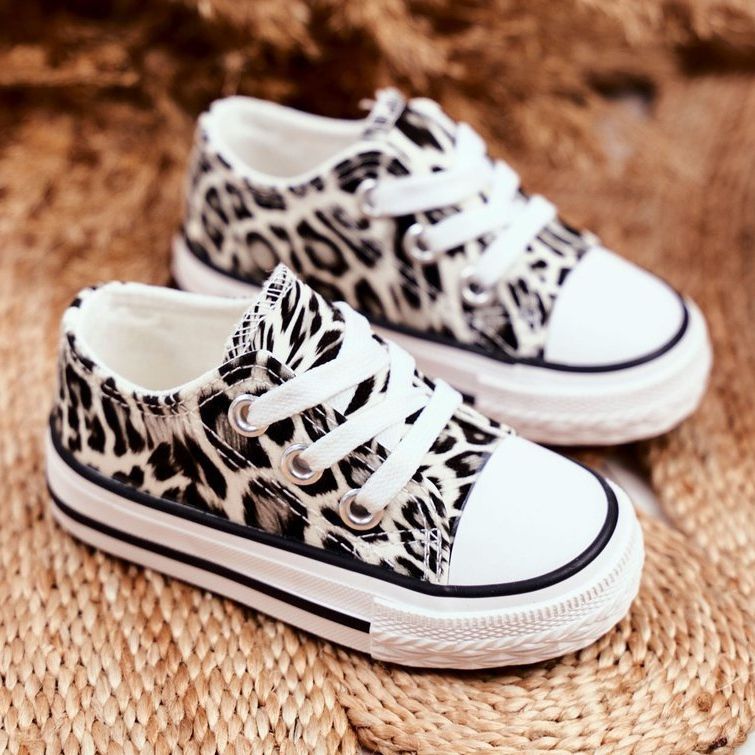 FRROCK Tênis infantil White Shiny Leopard Berni castanho castanho 1