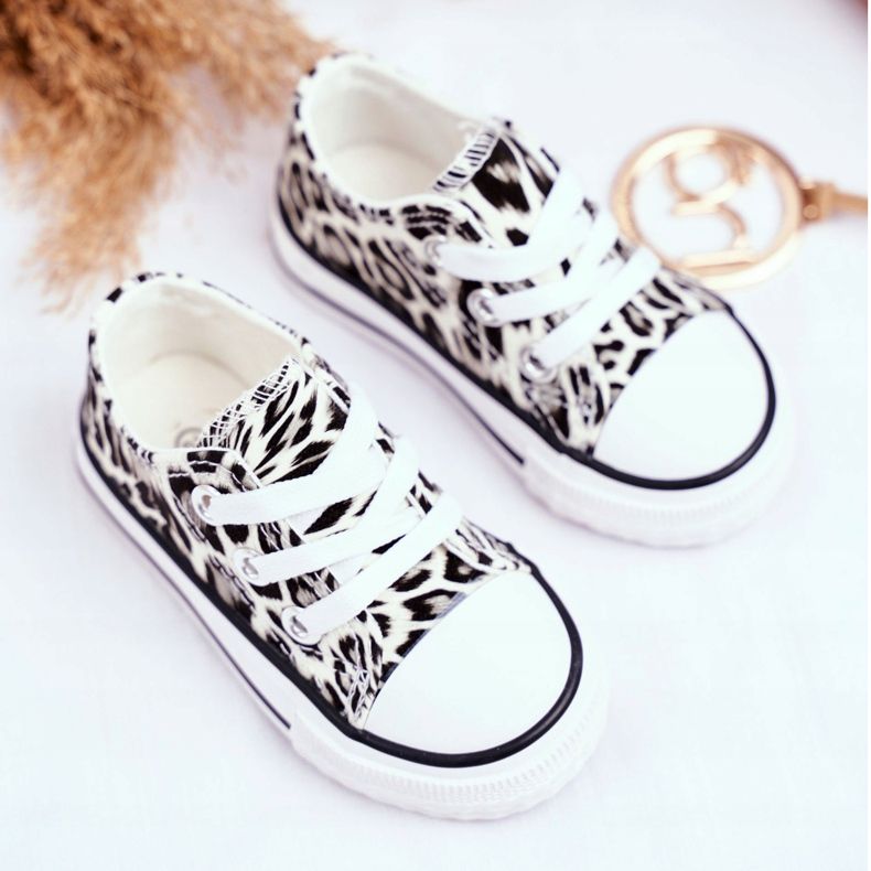 FRROCK Tênis infantil White Shiny Leopard Berni marrom marrom 2