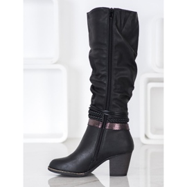 J. Star Botas Com Listras Decorativas preto 1