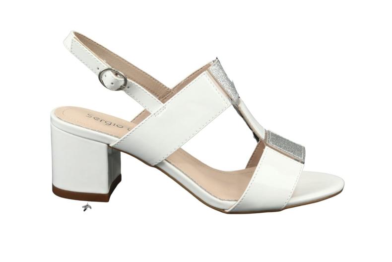 Sandálias de salto baixo Sergio Leone SK910 branco cinza 6