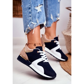 EVE Calçados esportivos femininos azul marinho dourado Clementine Elements branco 1