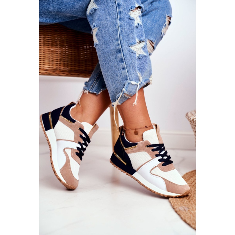 EVE Sapatos esportivos femininos bege dourado Clementine Elements branco castanho 2