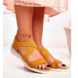 PS1 Sandálias femininas com cunha amarelo Harpista deslizante 1