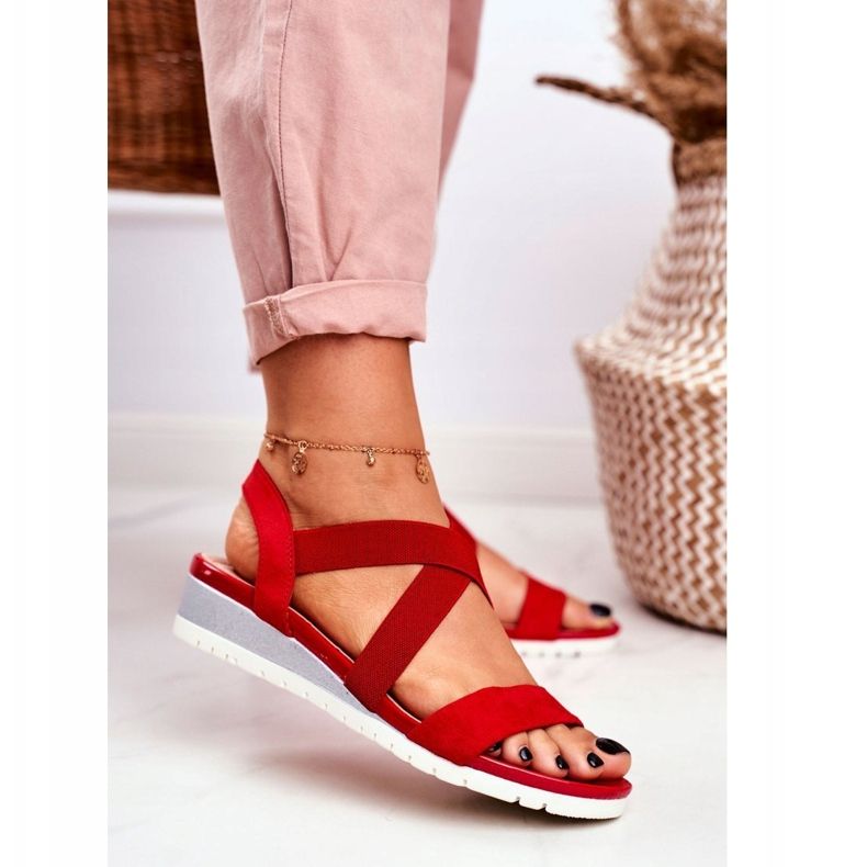 PS1 Sandálias femininas com cunha vermelha Harper Slip-on vermelho 1 PS1 Sandálias femininas com cunha vermelha Harper Slip-on vermelho 1