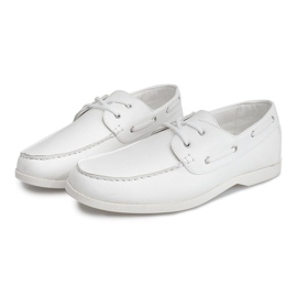 Mocassins de couro amarrados 1721 branco 2