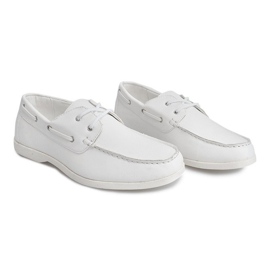 Mocassins de couro amarrados 1721 branco 1