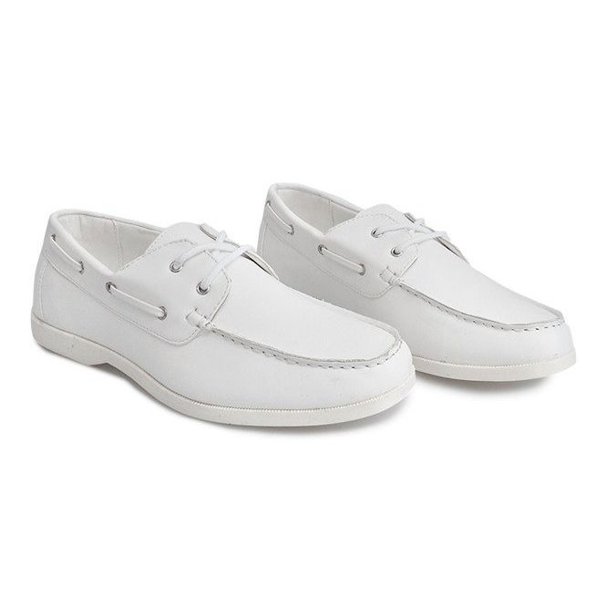 Mocassins de couro amarrados 1721 branco 1