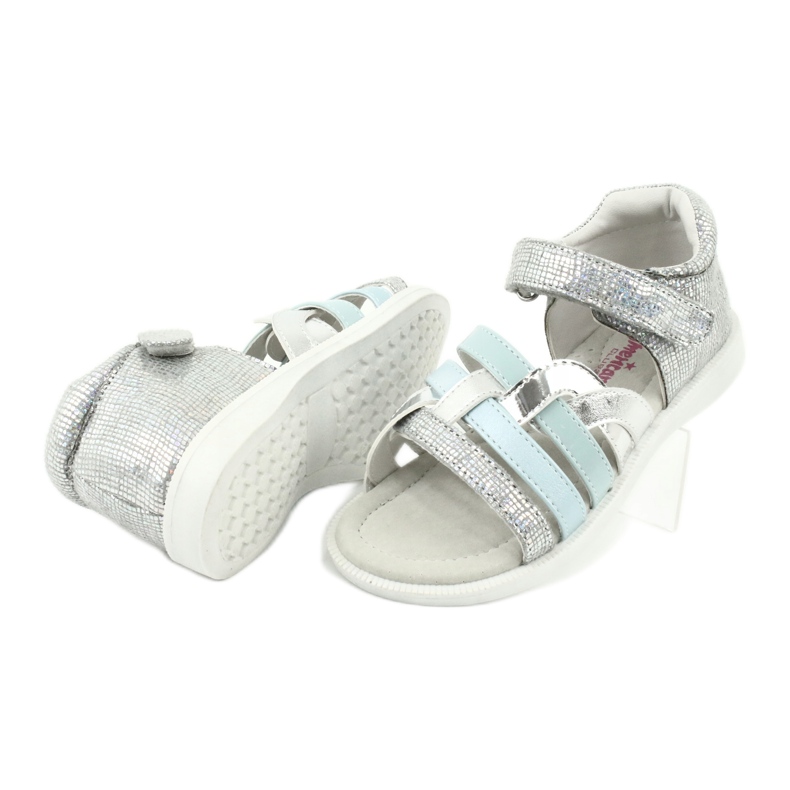 American Club Sandálias femininas com inserção de couro GC26 do calcanhar prata 3